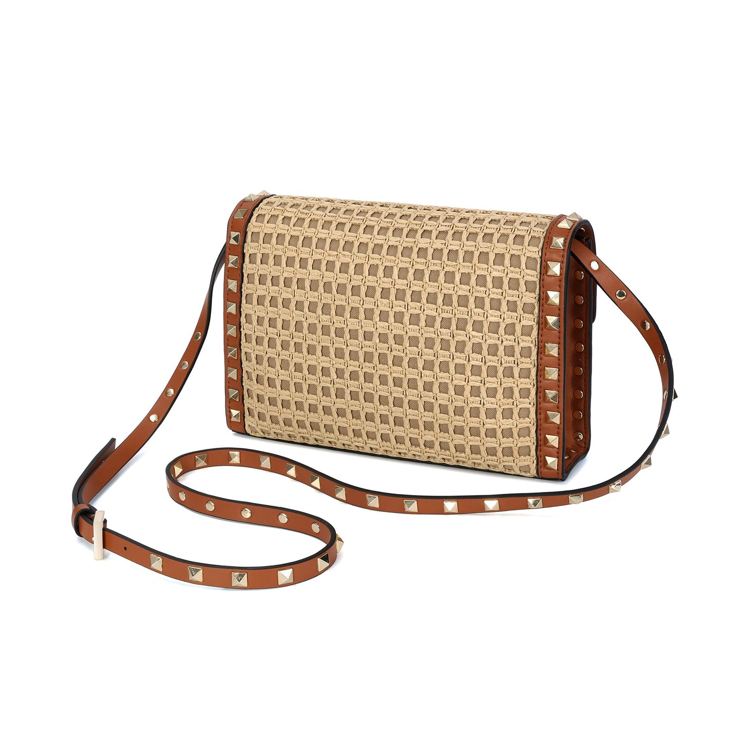 Luxe Studded Woven Crossbody Bag