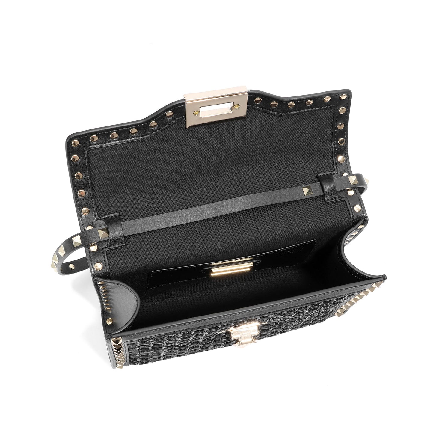 Luxe Studded Woven Crossbody Bag