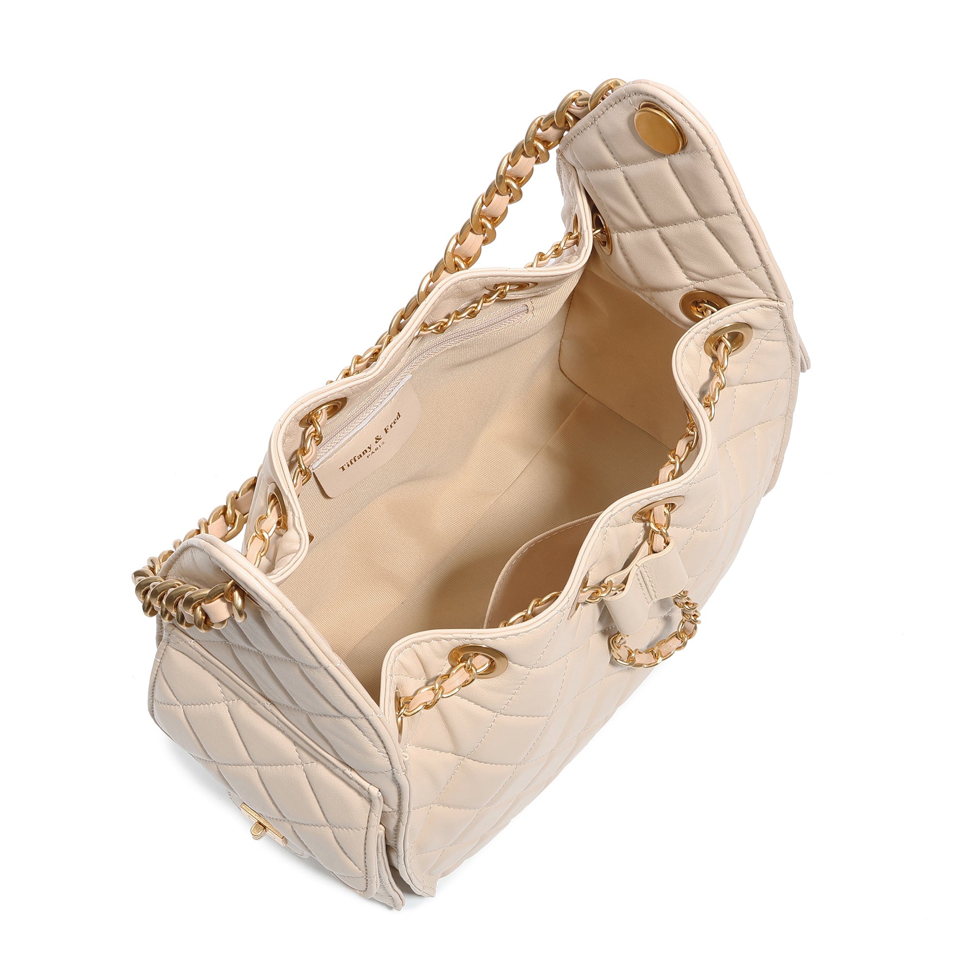 Quilted Sheepskin Leather Shoulder Bag with Chain Strap