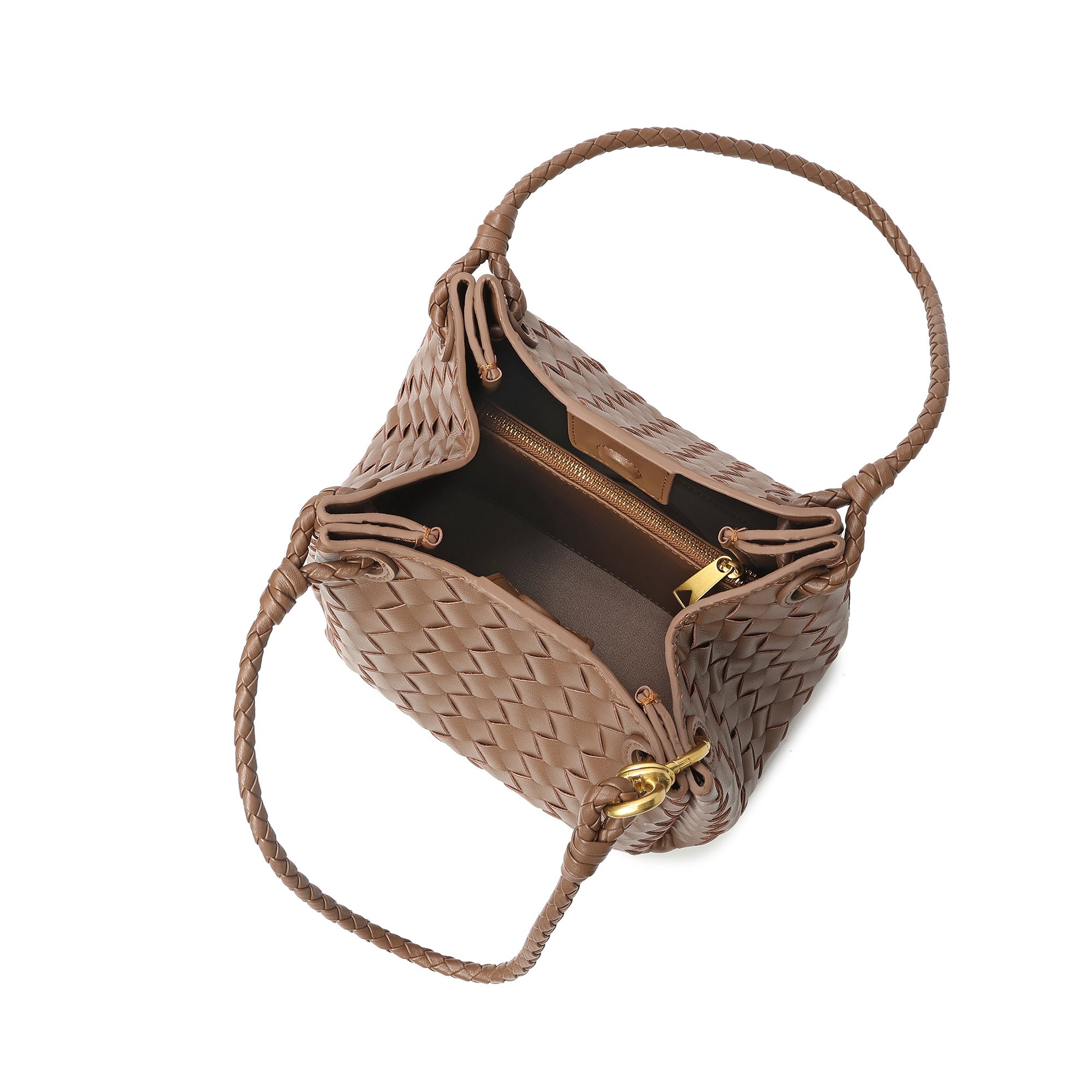 Woven Leather Shoulder Bag with Braided Strap