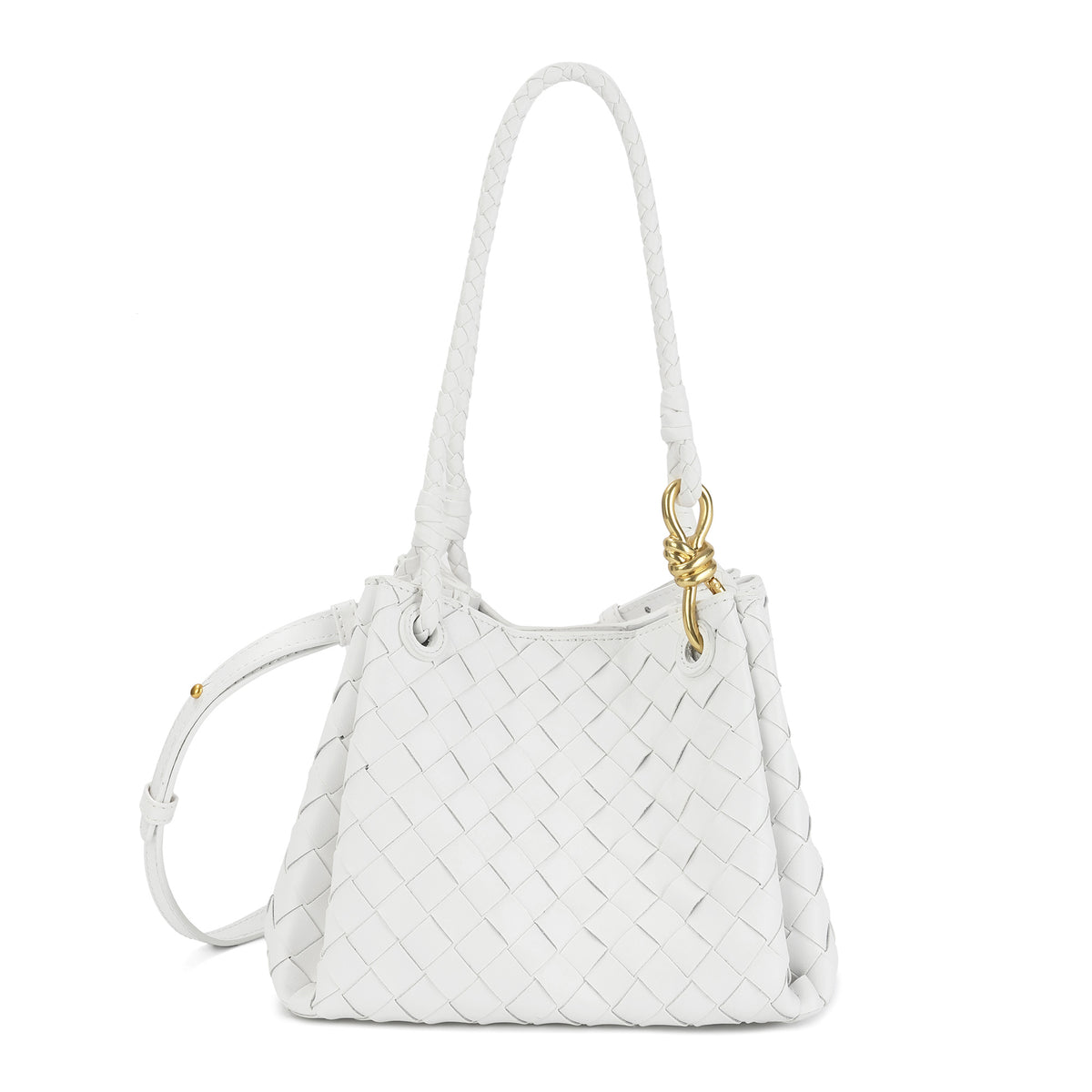 Woven Leather Shoulder Bag with Braided Strap