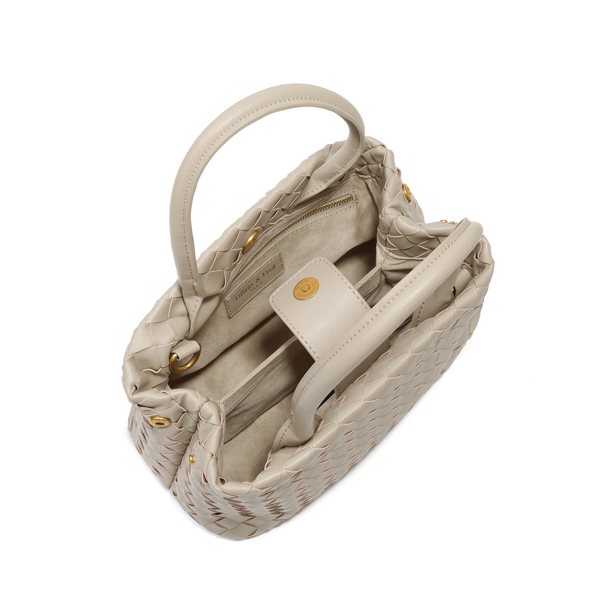 Woven Leather Structured Tote with Top Handles
