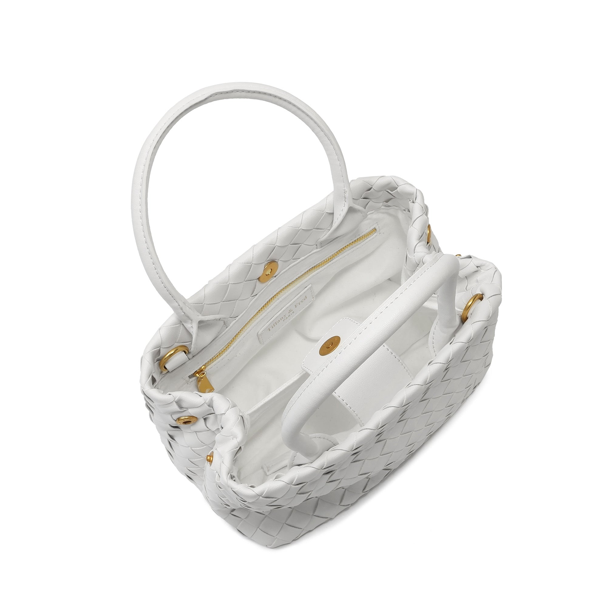 Woven Leather Structured Tote with Top Handles