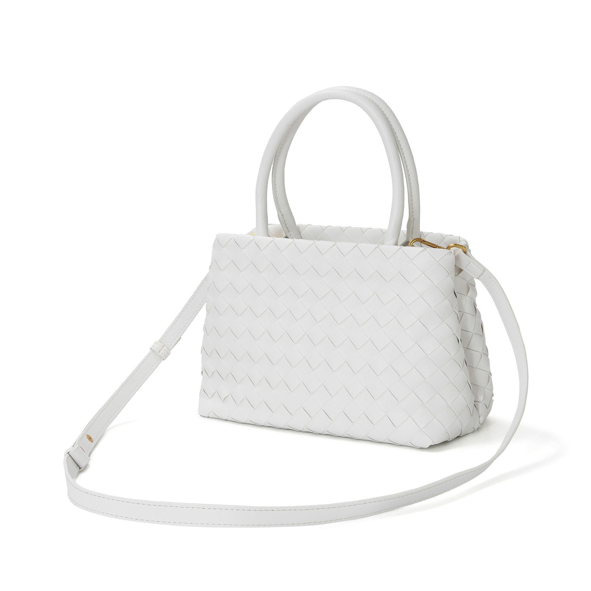 Woven Leather Structured Tote with Top Handles