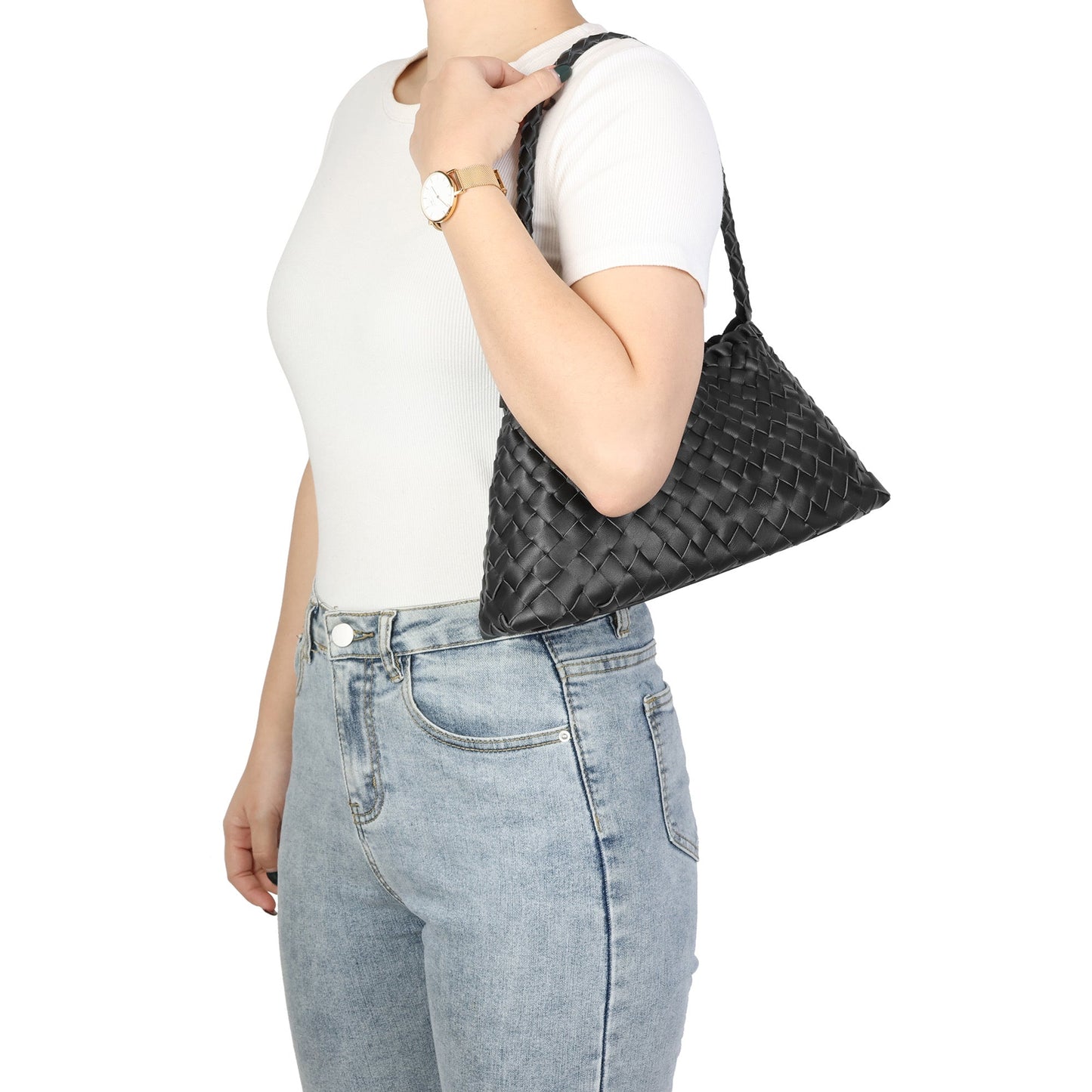 Hand-Woven Leather Shoulder Bag