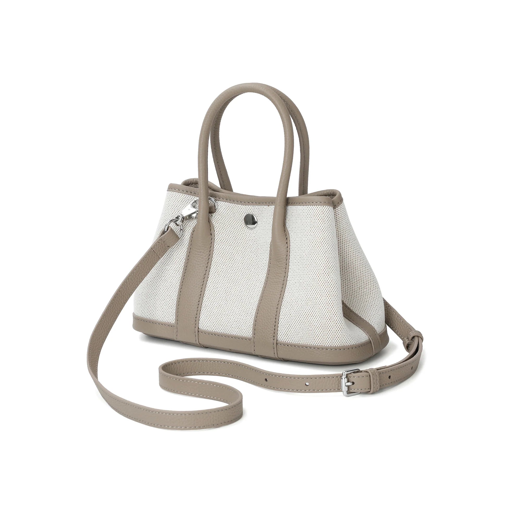 Canvas Mini Tote with Leather Trim and Crossbody Strap