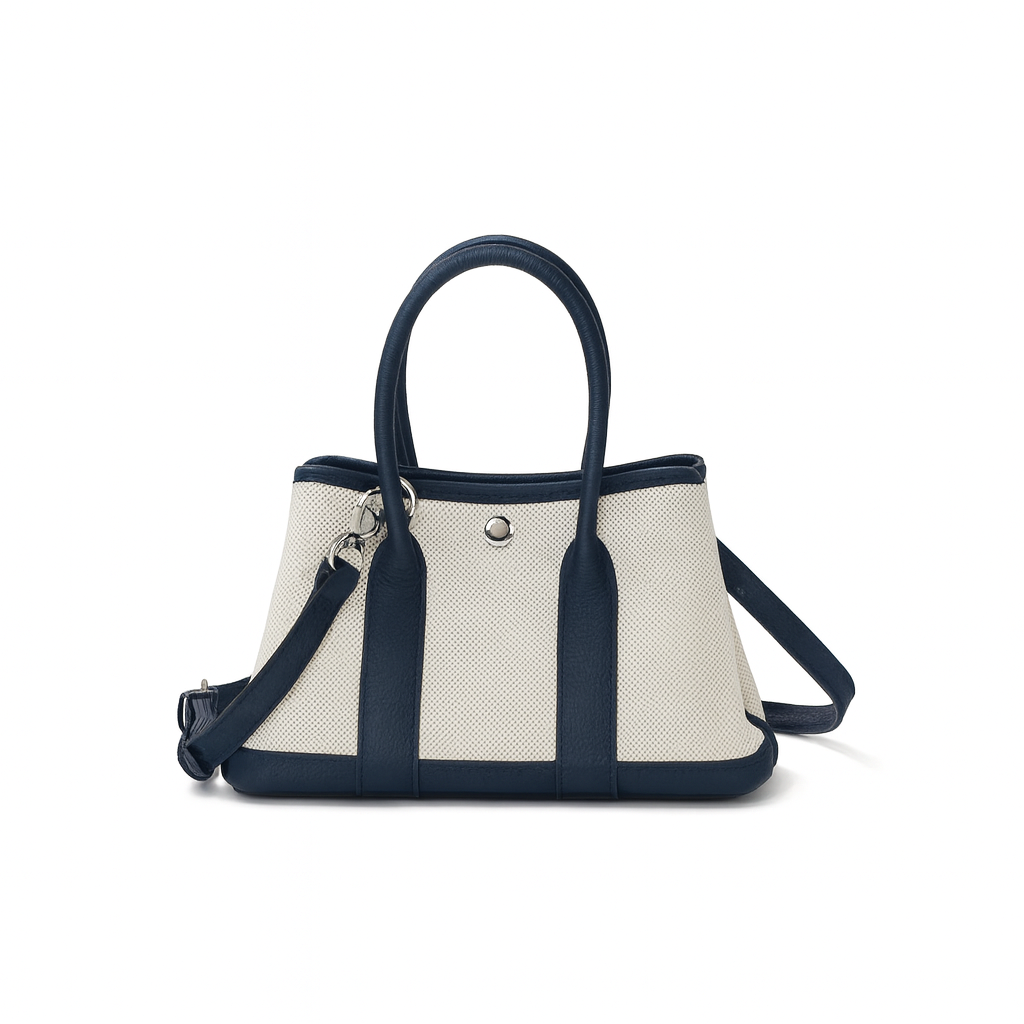 Canvas Mini Tote with Leather Trim and Crossbody Strap