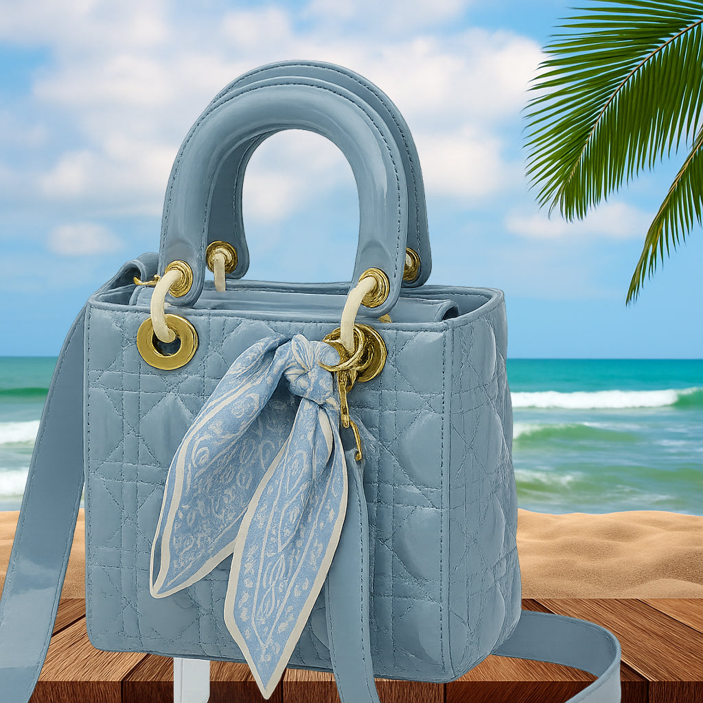 Baby Blue Patent Leather Luncheon Handbag