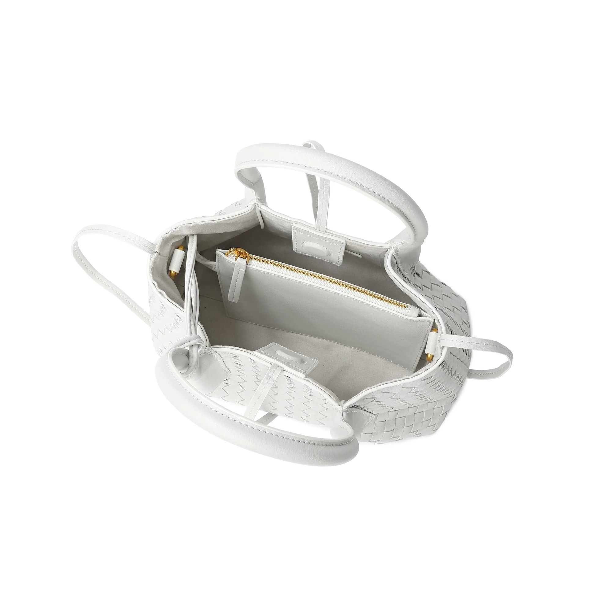 Structured Woven Leather Top Handle Bag with Crossbody Strap Structured Woven Leather Top Handle Bag with Crossbody Strap