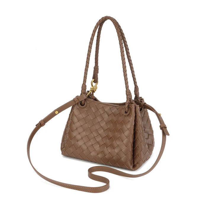 Woven Leather Shoulder Bag with Braided Strap