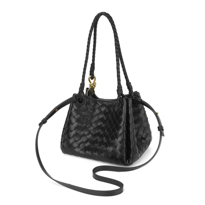 Woven Leather Shoulder Bag with Braided Strap