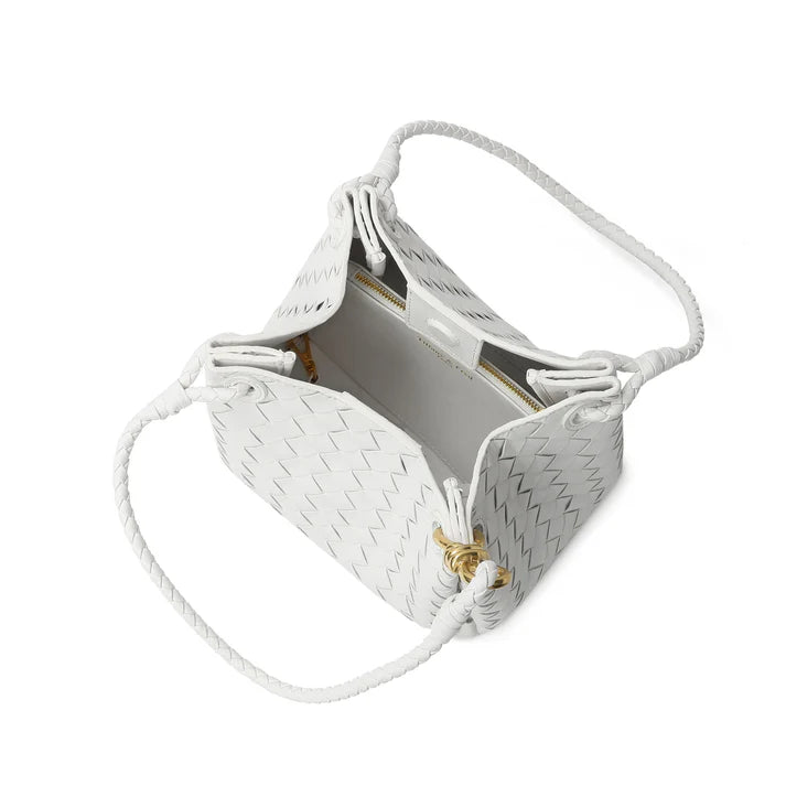 Woven Leather Shoulder Bag with Braided Strap