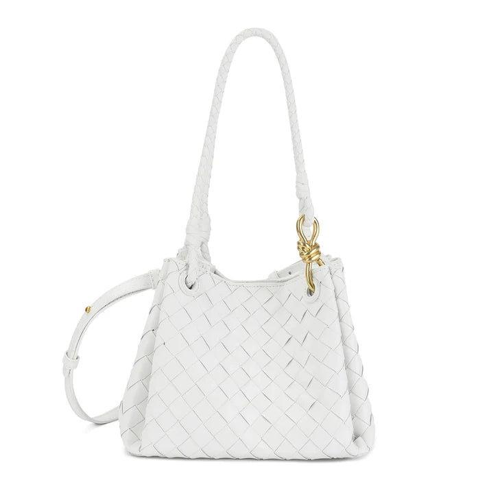 Woven Leather Shoulder Bag with Braided Strap