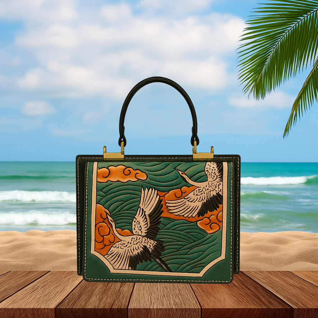 Hand Painted Leather Satchel From Italy