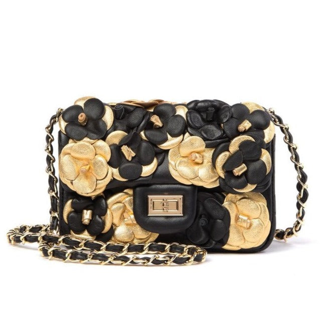 Floral Leather Shoulder Bag