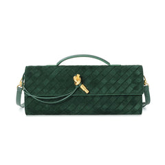 Woven suede leather shoulder bag