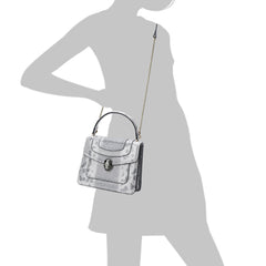 Full-grain Snake Embossed Leather Satchel/ Shoulder Bag