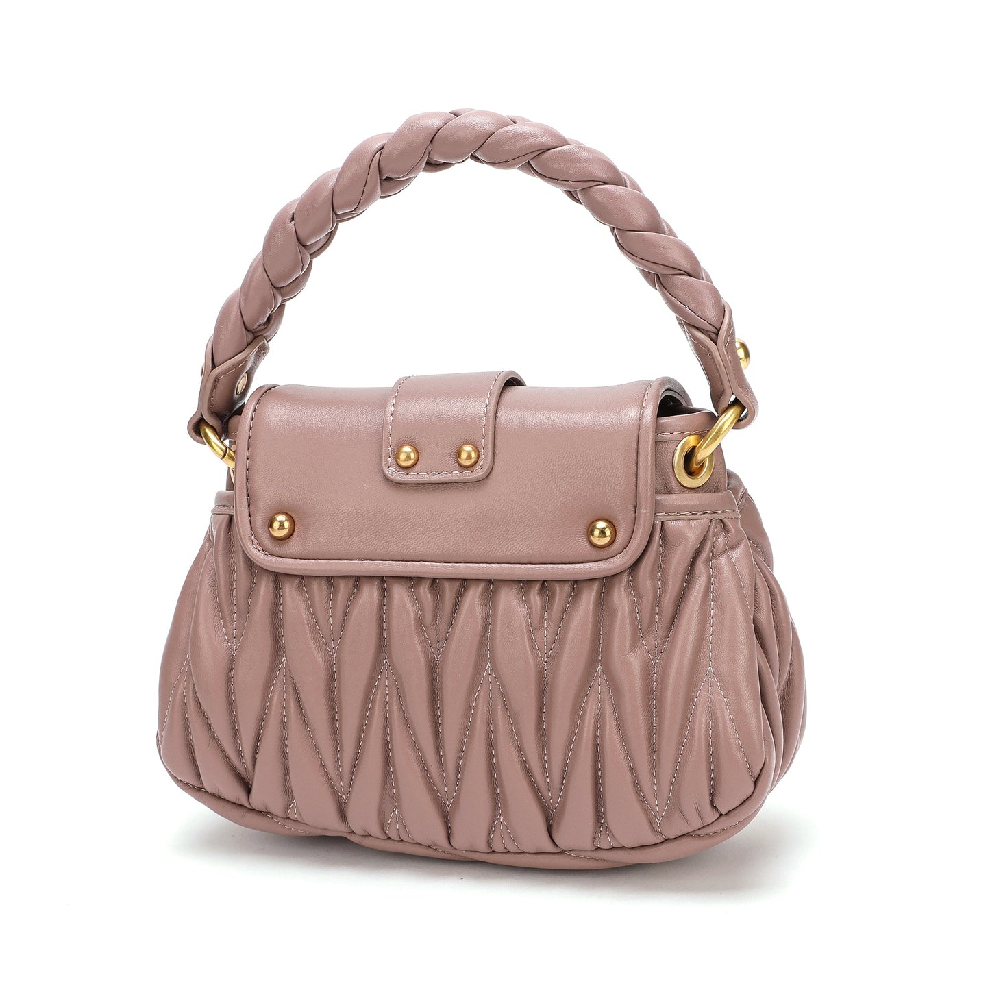 Pleated Sheepskin Leather Shoulder Bag