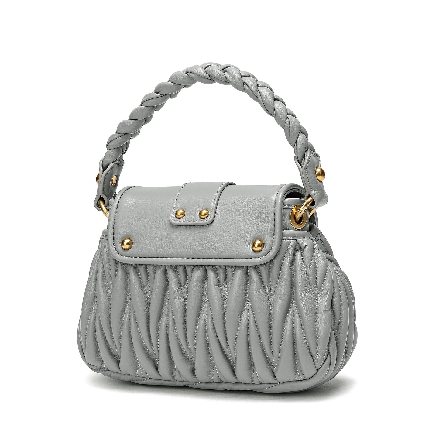 Pleated Sheepskin Leather Shoulder Bag