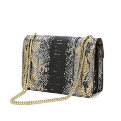 Snake-pattern Printed Leather Shoulder Bag