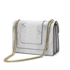 Snake-pattern Printed Leather Shoulder Bag