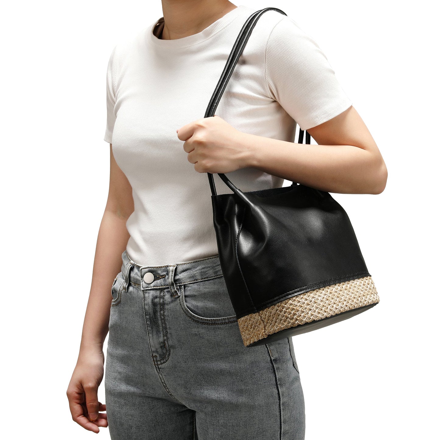 Full-Grain Soft Leather Hobo/Shoulder Bag