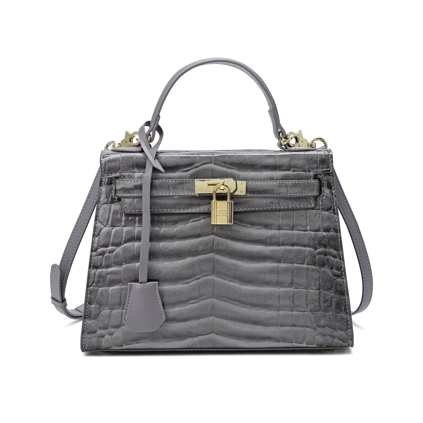 Alligator Embossed Leather top-handle Satchel/Shoulder Bag