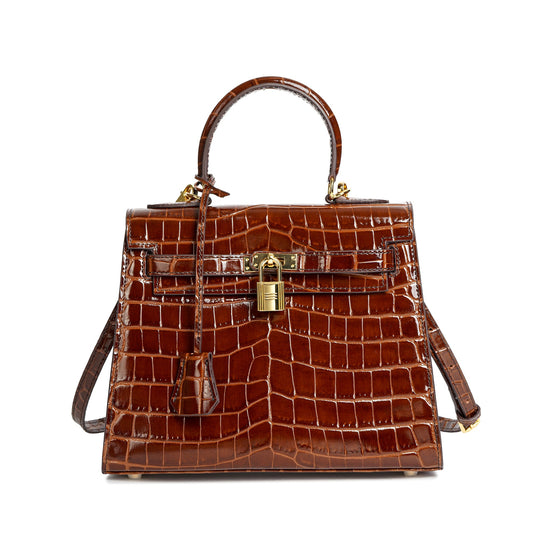 Alligator Embossed Leather Grace Satchel