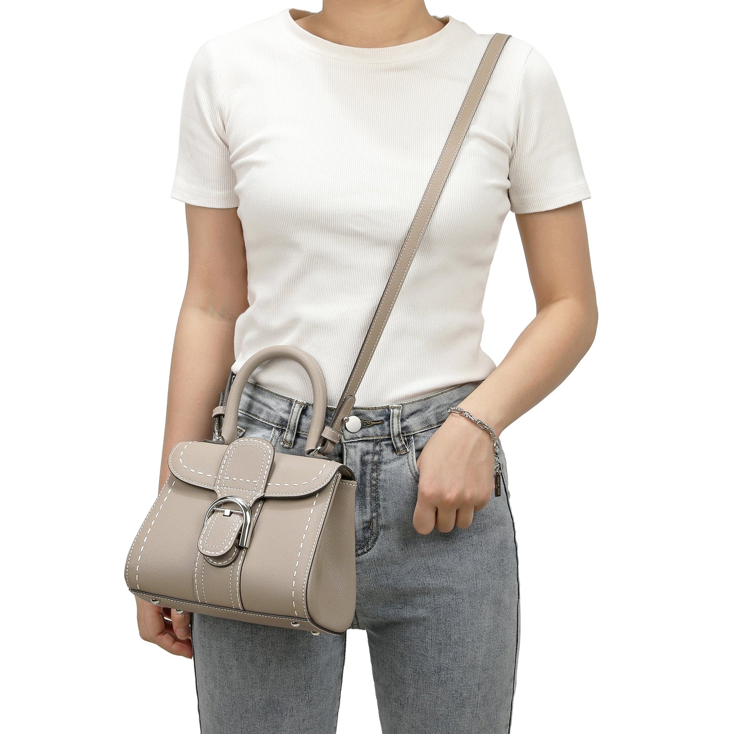 Full-Grain Leather Satchel/Shoulder Bag