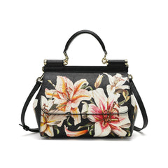 Printed Leather Satchel/Shoulder Bag