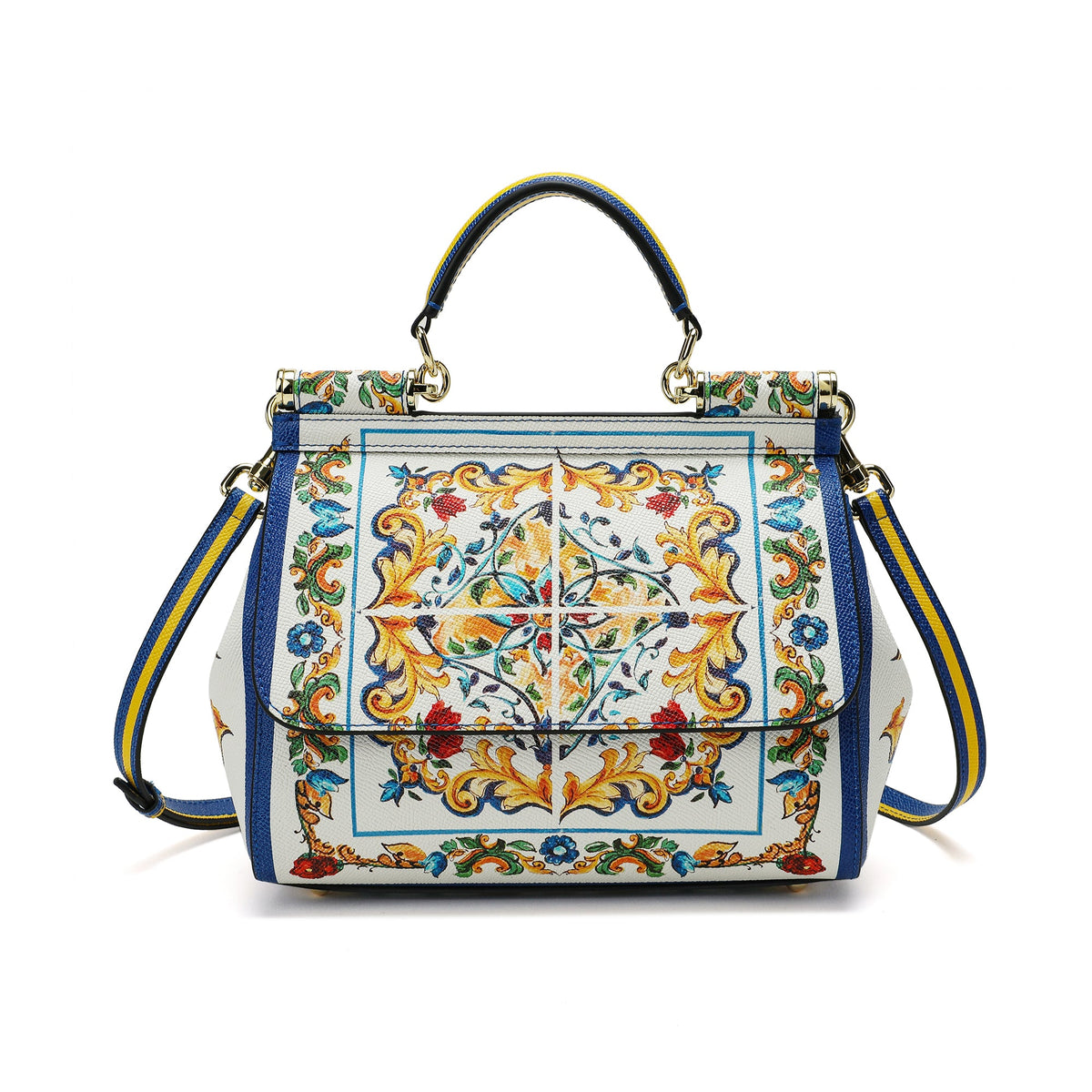 Printed Leather Satchel/Shoulder Bag
