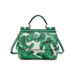 Printed Leather Satchel/Shoulder Bag