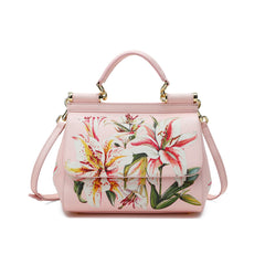 Printed Leather Satchel/Shoulder Bag