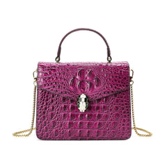 Alligator Embossed Leather Top-handle Shoulder Bag