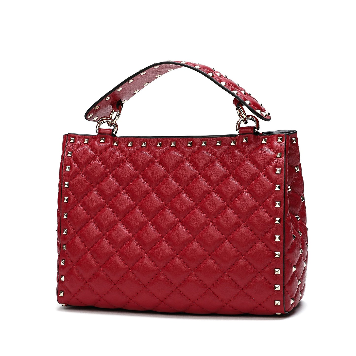 Quilted & Studded Lambskin Leather Shoulder Bag