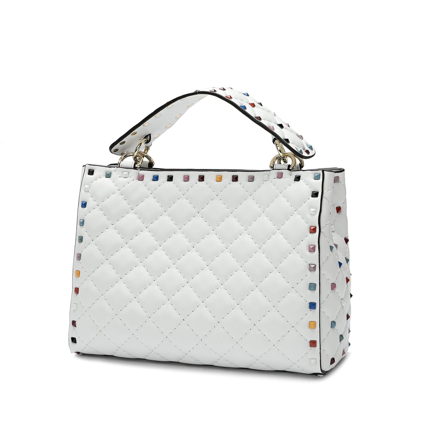 Quilted & Studded Lambskin Leather Shoulder Bag