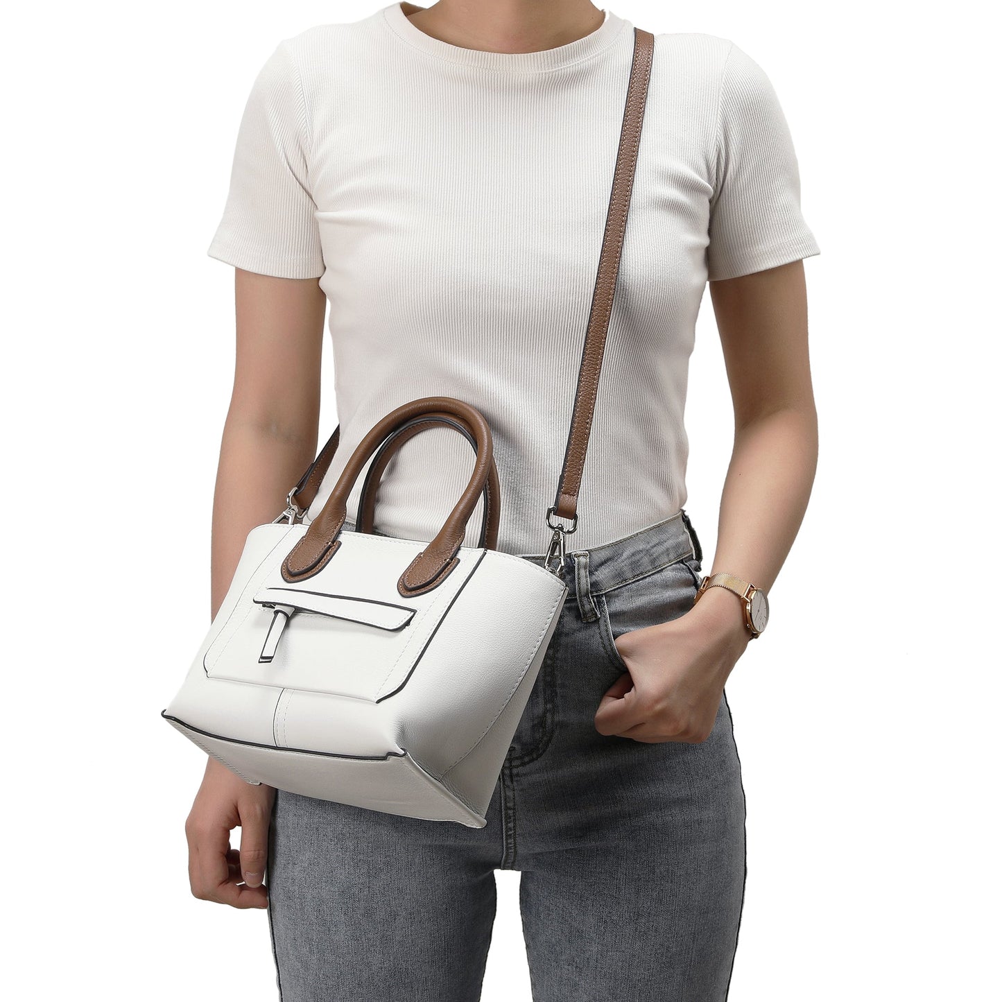 Full-Grain Leather Top-handle/Shoulder Bag