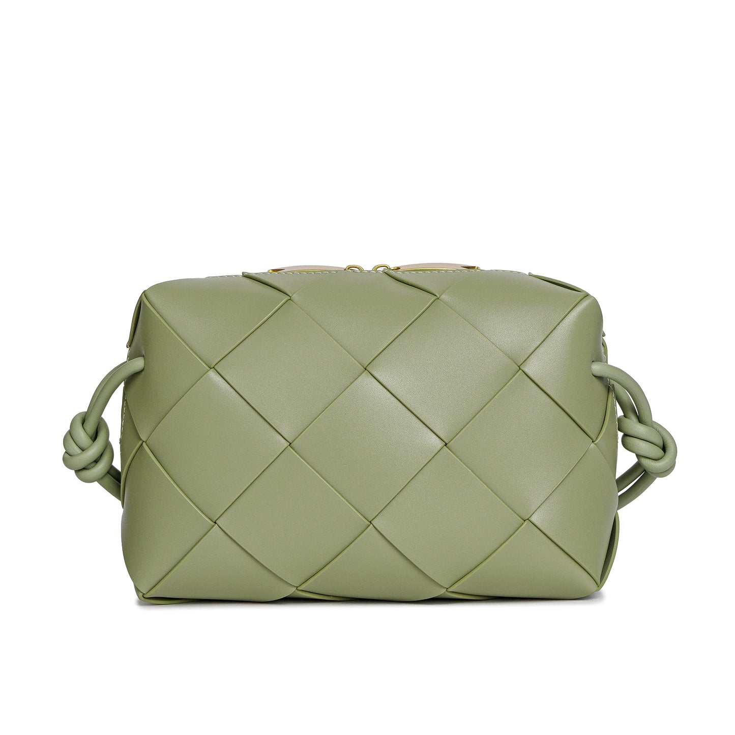 Smooth Woven Leather Top-Handle Crossbody/Shoulder Bag