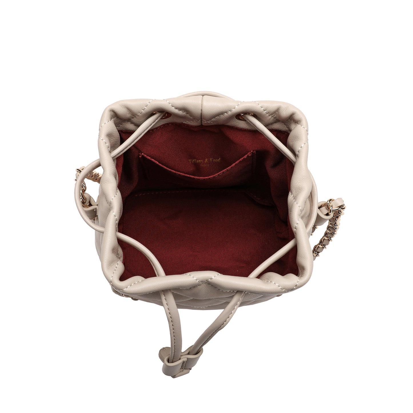 Full-Grain Quilted Lambskin Leather Drawstring Bag