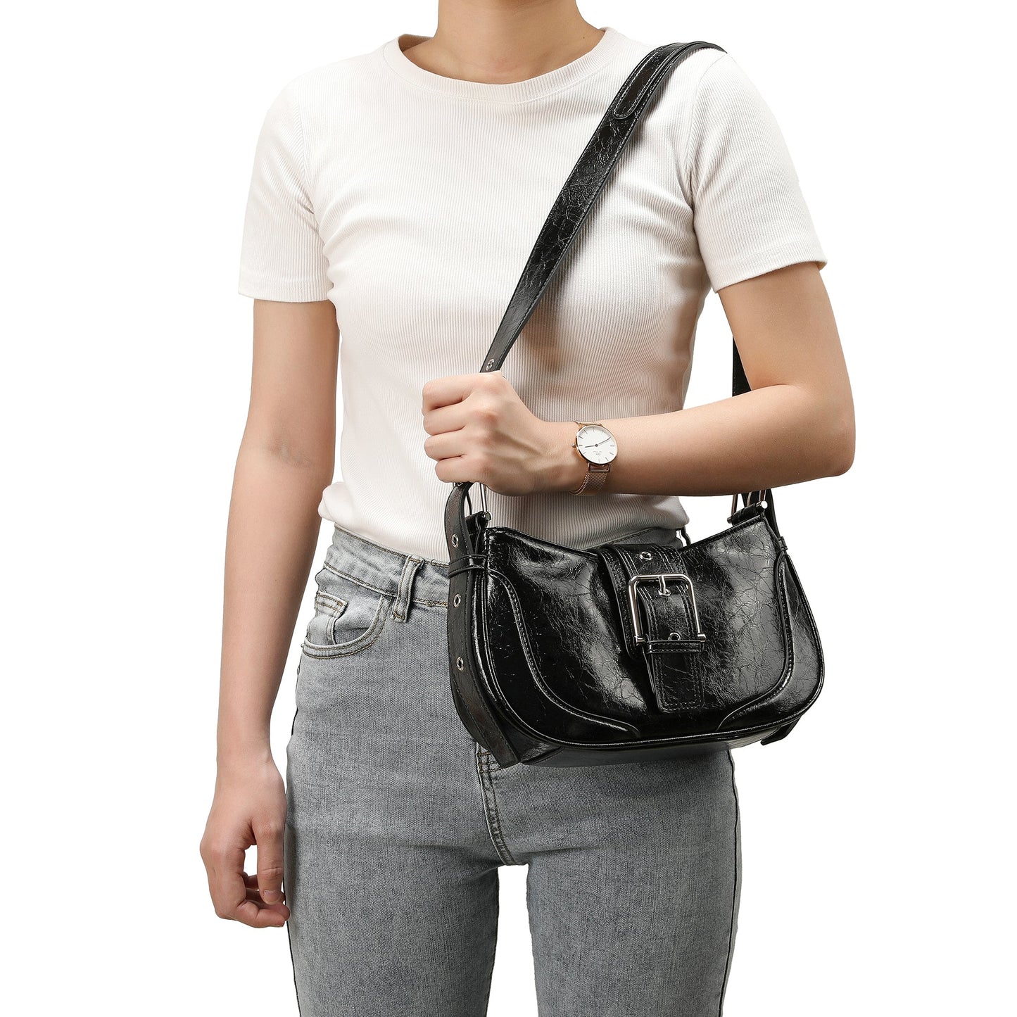 Cracked Leather Crossbody/Shoulder Bag