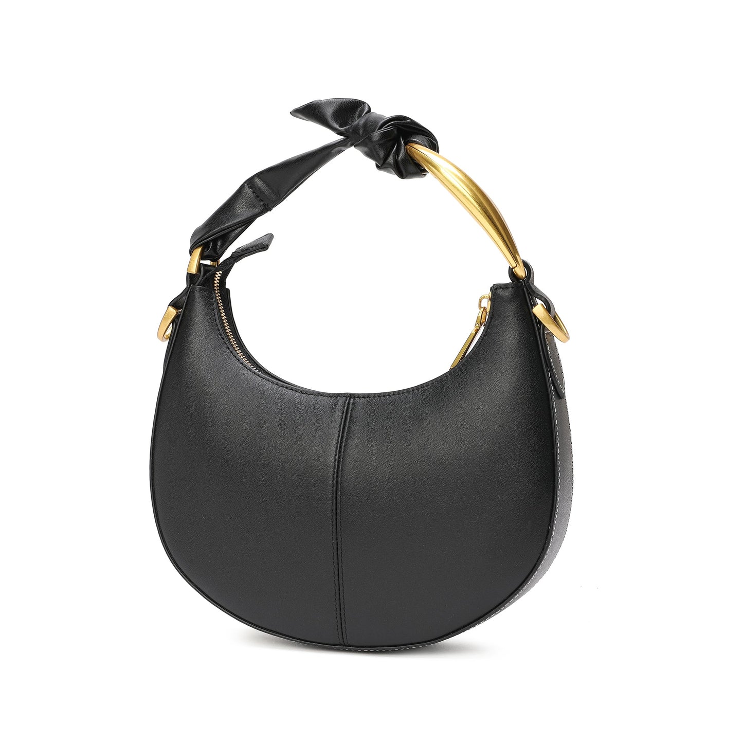 Smooth-Leather Decorated-Handle Bag