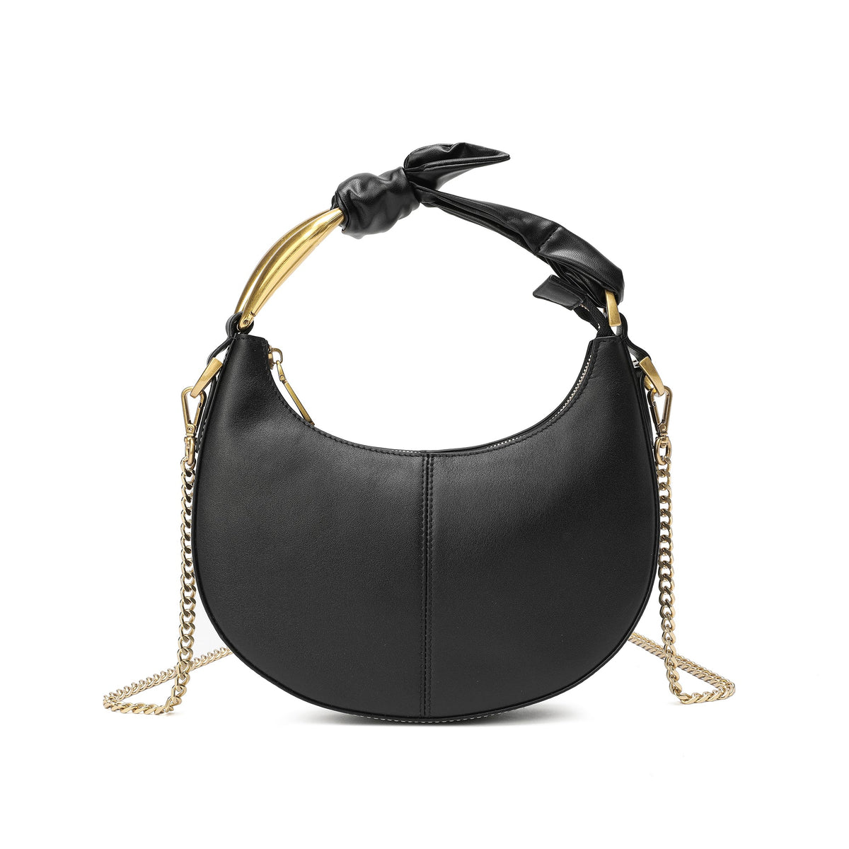 Smooth-Leather Decorated-Handle Bag