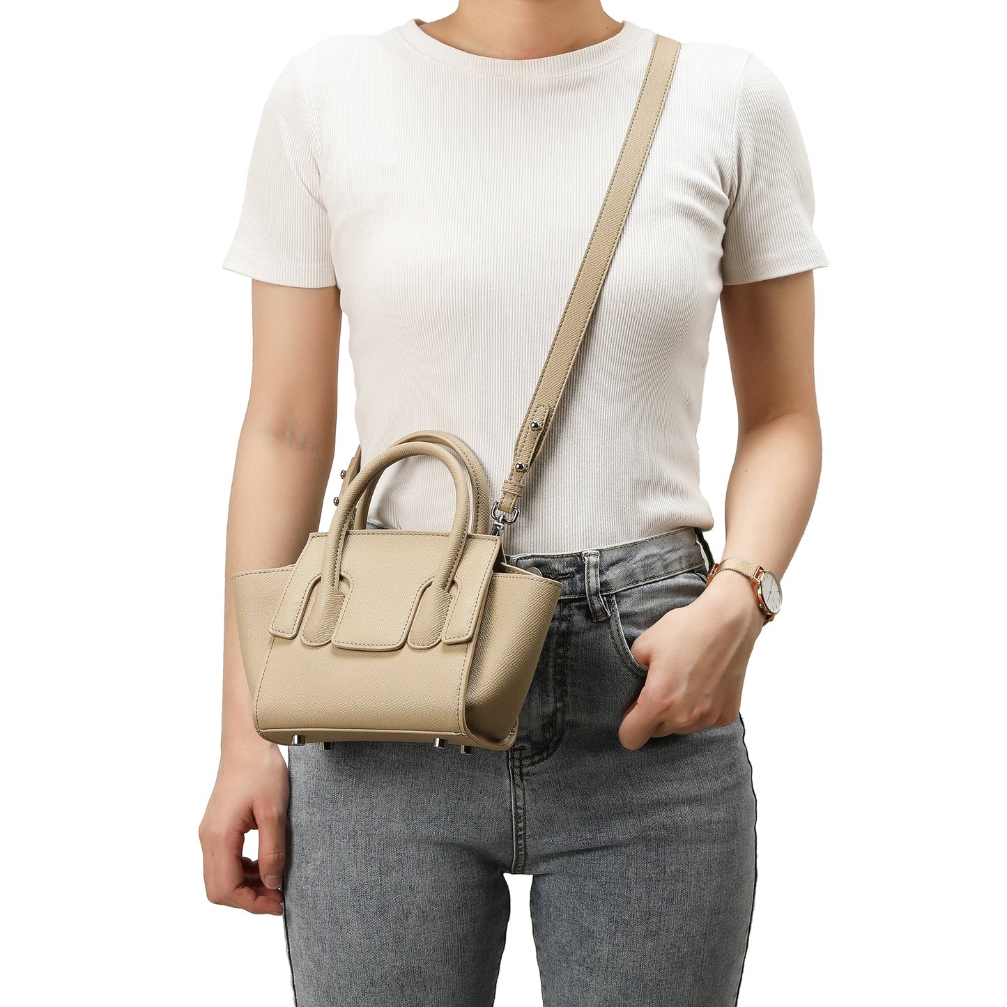 Top-handle Full-grain Leather Bag