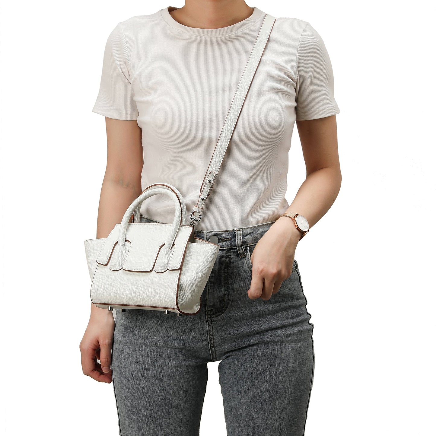 Top-handle Full-grain Leather Bag