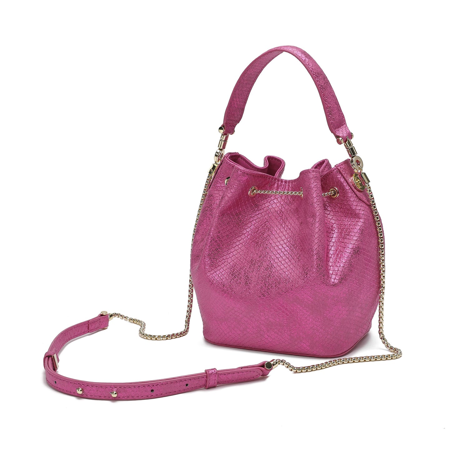 Snake Pattern Leather Drawstring/ Shoulder Bag