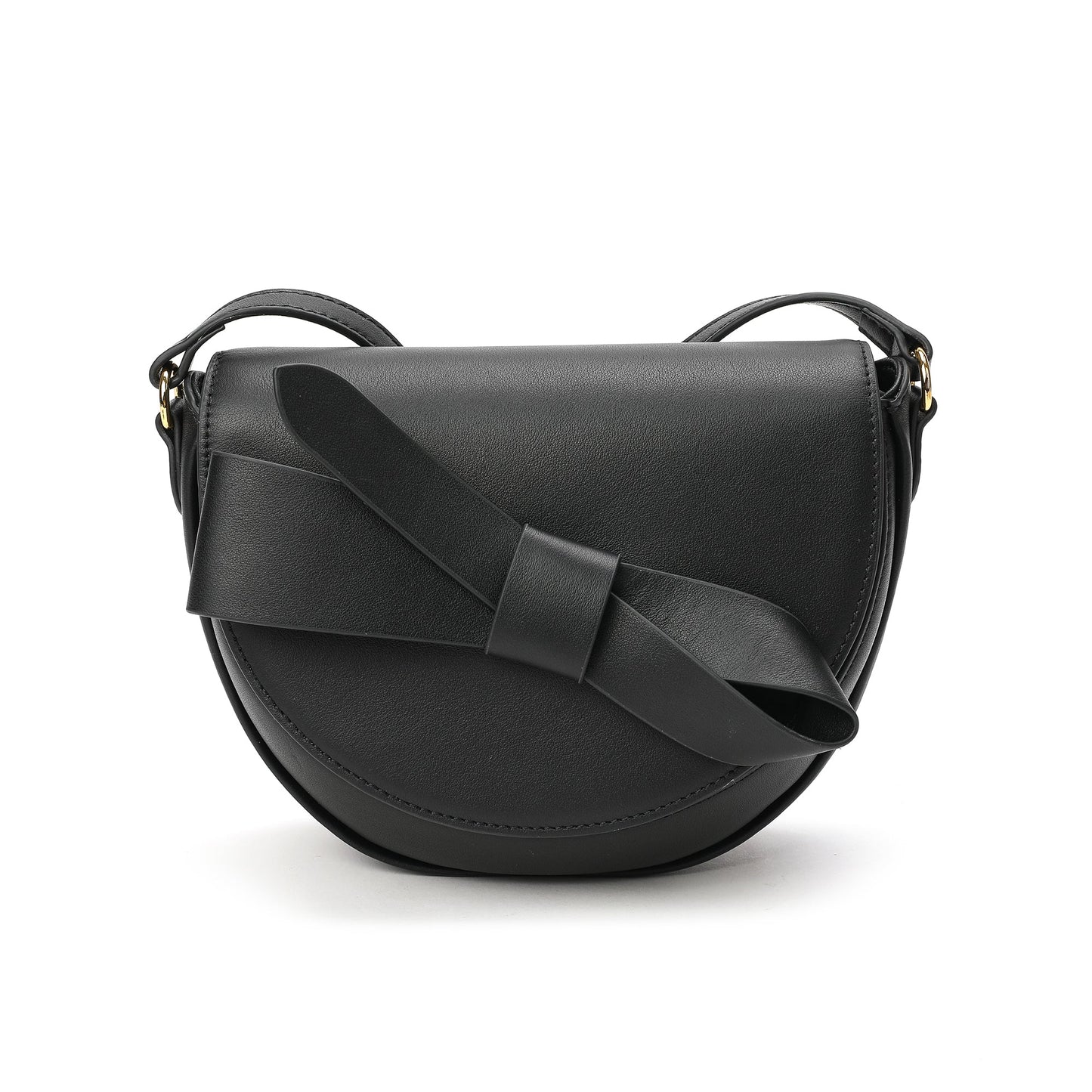 Front Bow Smooth Leather Shoulder Bag