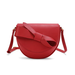 Front Bow Smooth Leather Shoulder Bag