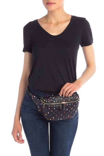 Valenté Studded & Quilted Leather Belt Bag